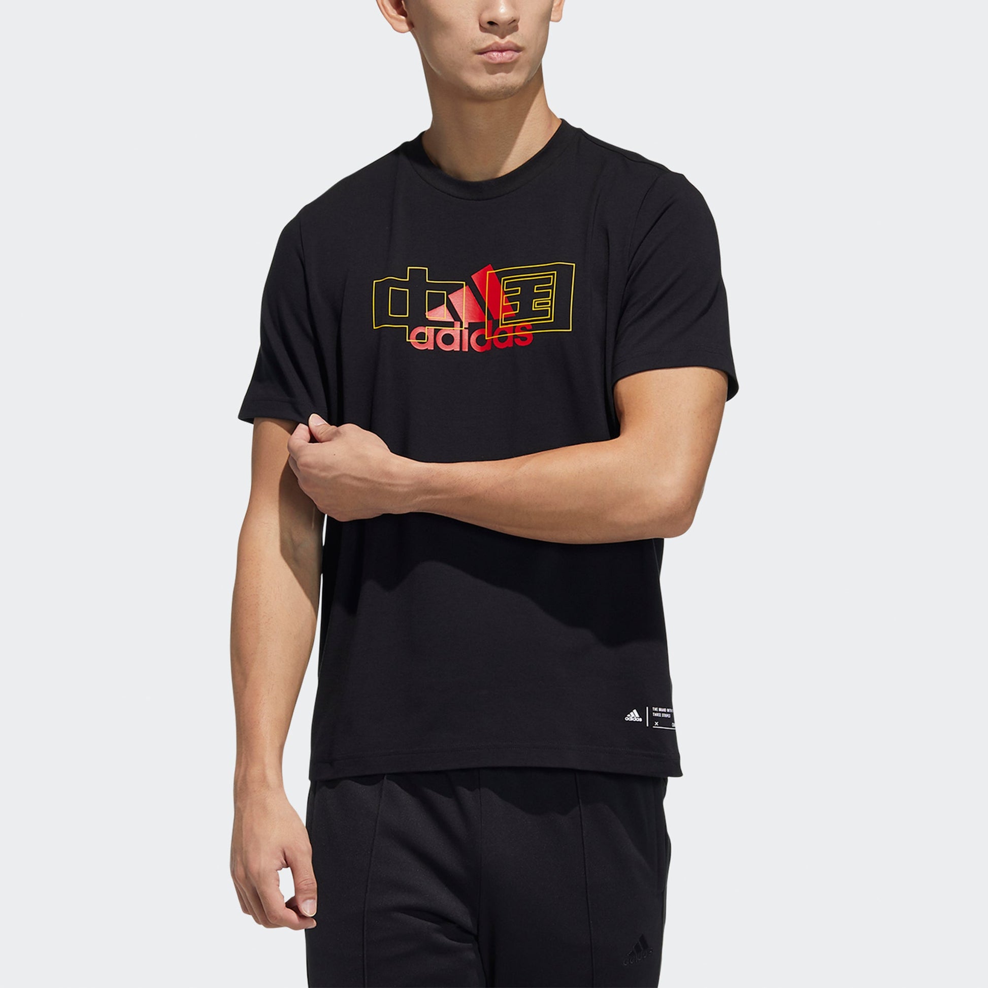 adidas China Tee Casual Sports Round Neck Short Sleeve Couple Style Black GP1861
