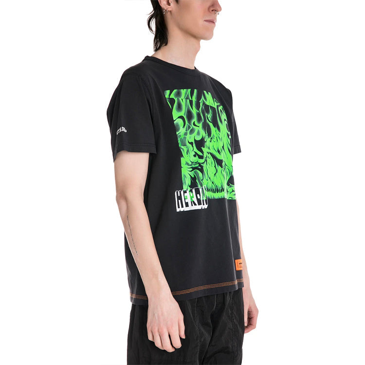 Men's HERON PRESTON Green Flame Short Sleeve Black HMAA011S209140201040
