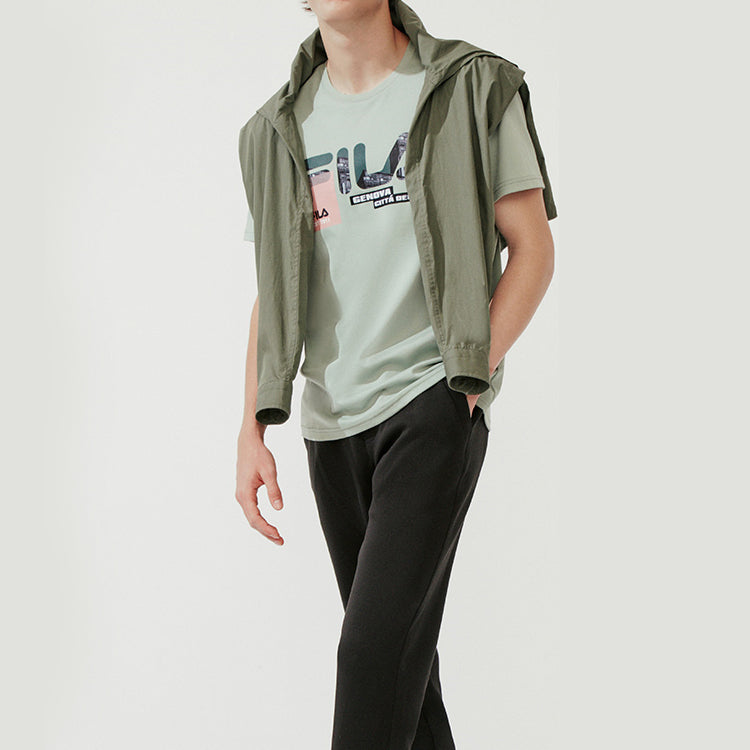 Men's FILA Subject Printing Short Sleeve Green T-Shirt F11M018109F-GN