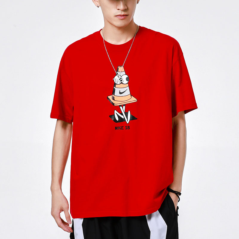 Nike SB Skateboard Funny Printing Sports Round Neck Short Sleeve Red DJ1225-687