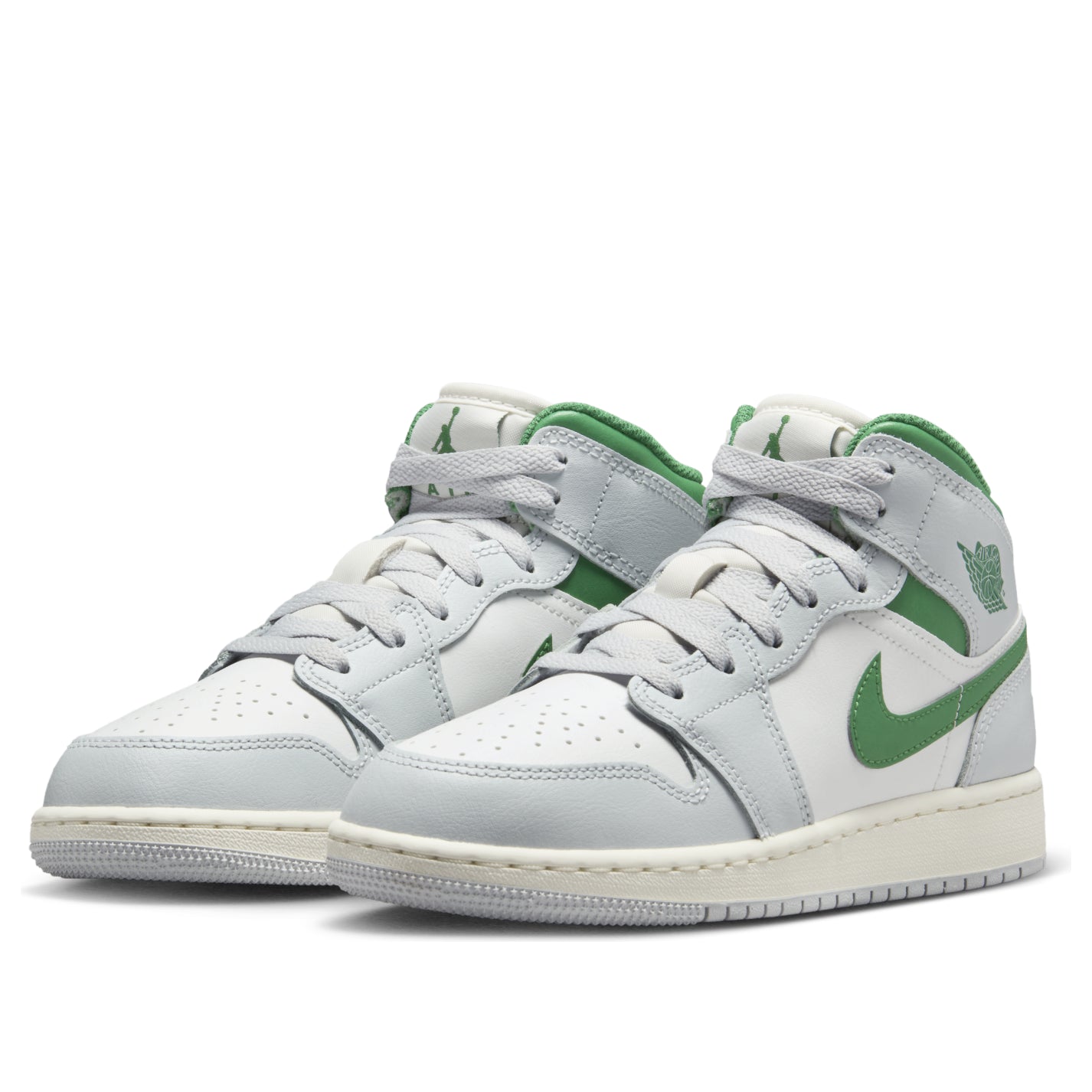 (GS) Air Jordan 1 Mid 'White Pure Platinum Pine Green' DQ8423-142