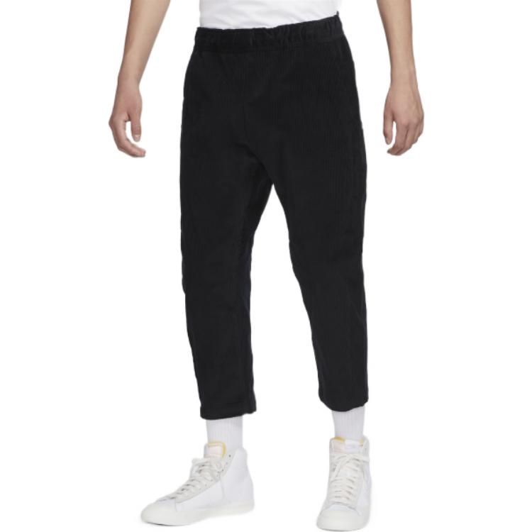 Men's Nike Solid Color Corduroy Cone Cropped Casual Pants/Trousers Black DO2324-010