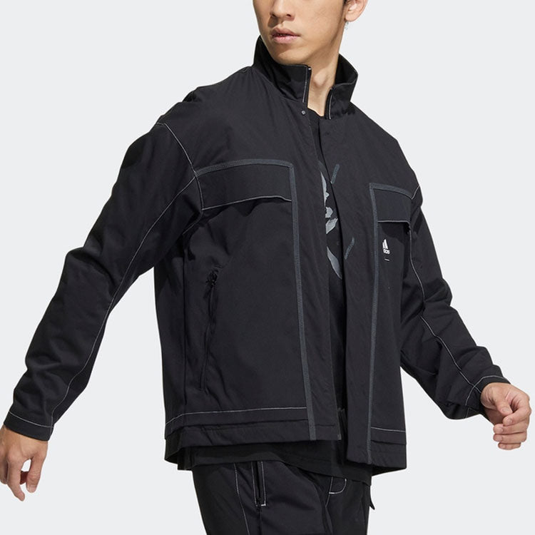 Men's adidas Martial Arts Series Stand Collar Sports Jacket Long Sleeves Autumn Black HE5137