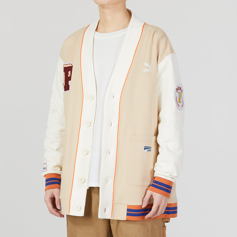 PUMA Team Badge V-neck Jacket 'Beige' 677374-67
