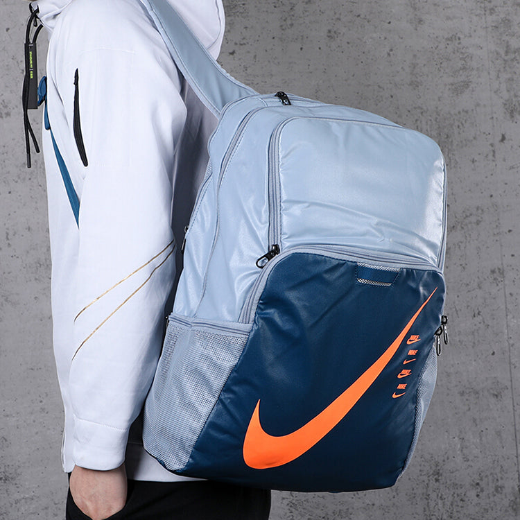 Nike Brasilia Medium Backpack-9.0 MTRL 'Blue Grey Orange' BA6214-464