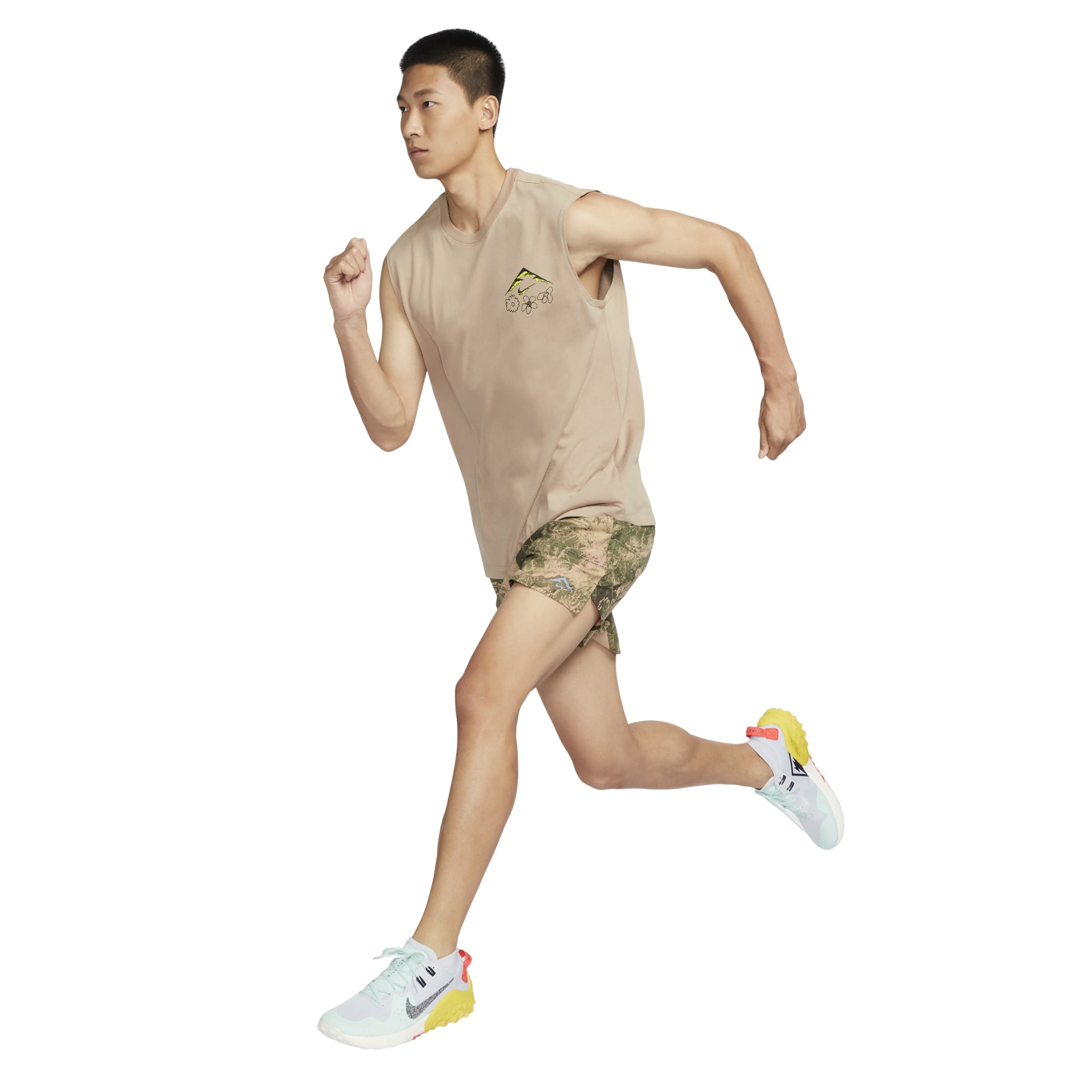 Nike Dri-FIT Graphic Running Tank Asia Sizing 'Khaki' FZ8053-247
