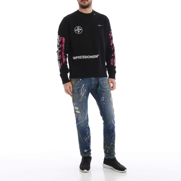 Off-White SS19 Diagonal Stencil Mens Logo Sweater OMBA025R190030151028