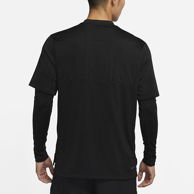 Men's Air Jordan Casual Sports Round Neck Colorblock Long Sleeves Black T-Shirt DH9084-010