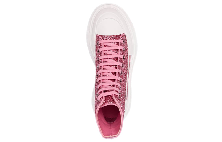 (WMNS) Alexander McQueen Tread Slick Glitter High-Top 'Pink White' 666806W4JF45489