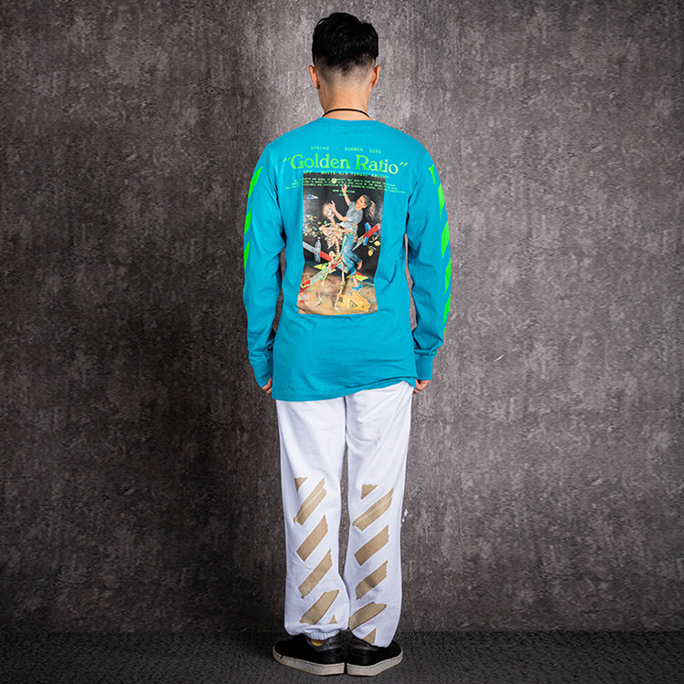 Off-White Printing Round Neck Long Sleeves Version Sky Blue OMAB001R201850143988