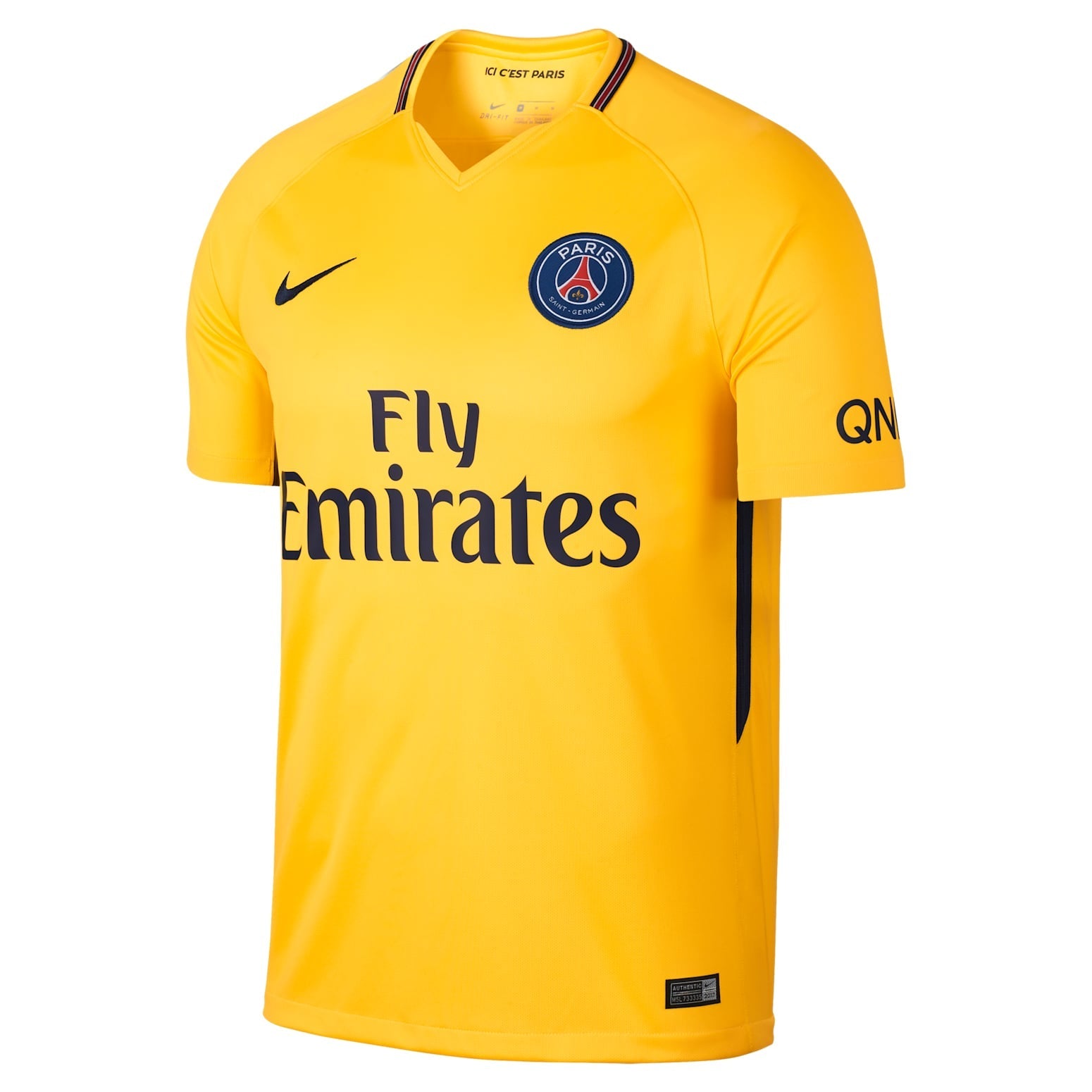 Nike PSG Paris Saint-Germain 17/18 Away Jersey 'Yellow Navy' 847268-720