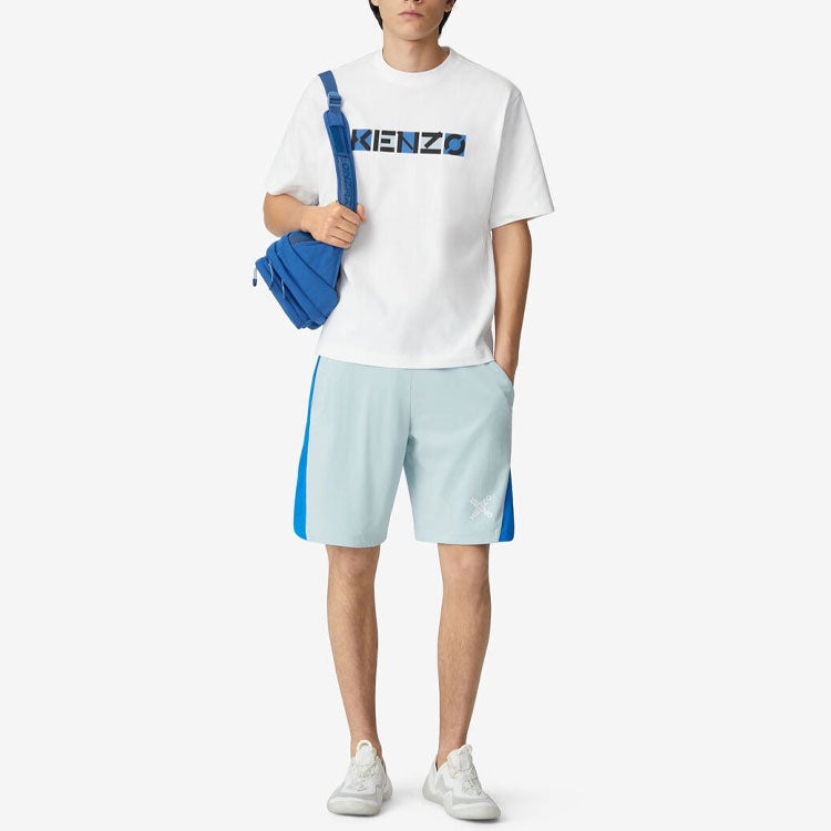 Men's KENZO SS21 Logo Printing Pattern Round Neck Short Sleeve White T-Shirt 5TS0594SK-01