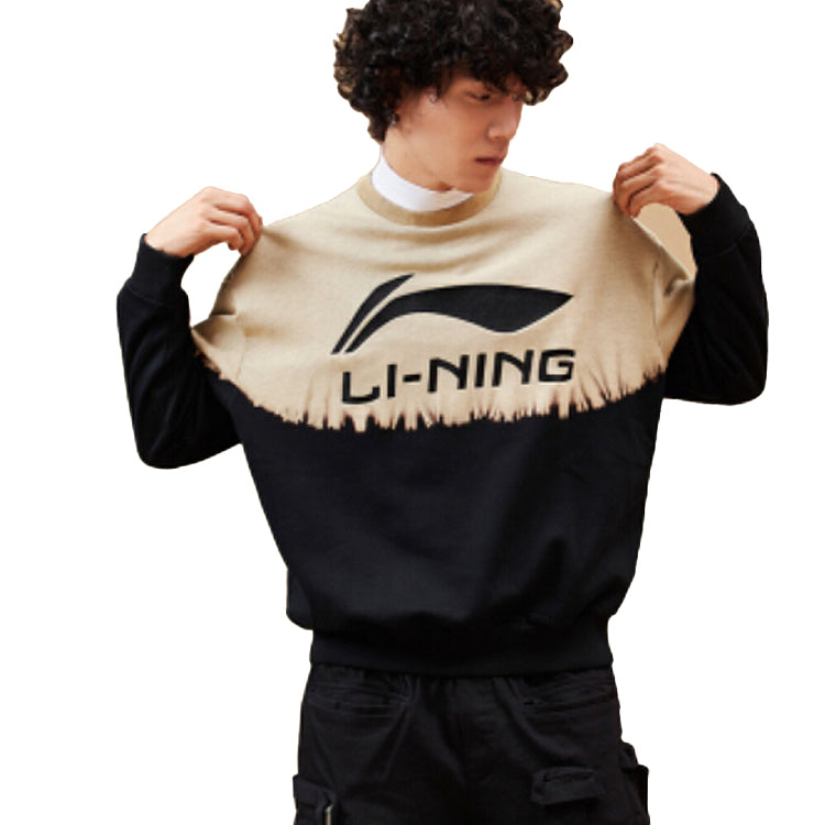 Li-Ning Contrasting Colors Sports Pullover Round Neck Black AWDP871-1