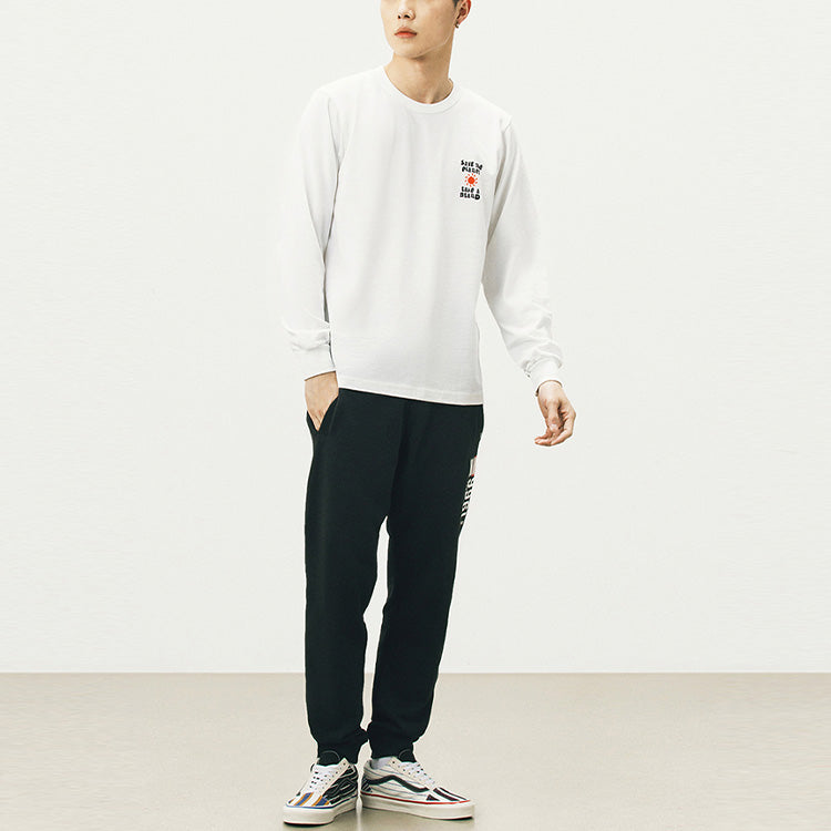 Men's Vans Earth Pattern Printing Round Neck Long Sleeves White T-Shirt VN0A5E870VW