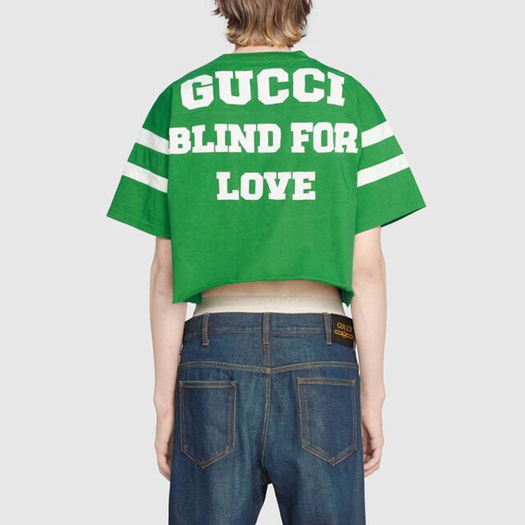 Men's Gucci SS21 1921 Series Alphabet Numeric Printing Short Sleeve Green T-Shirt 659757-XJDHH-3521