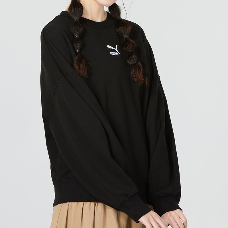 (WMNS) PUMA Better Classic Relaxed Crew 'Black' 673570-01