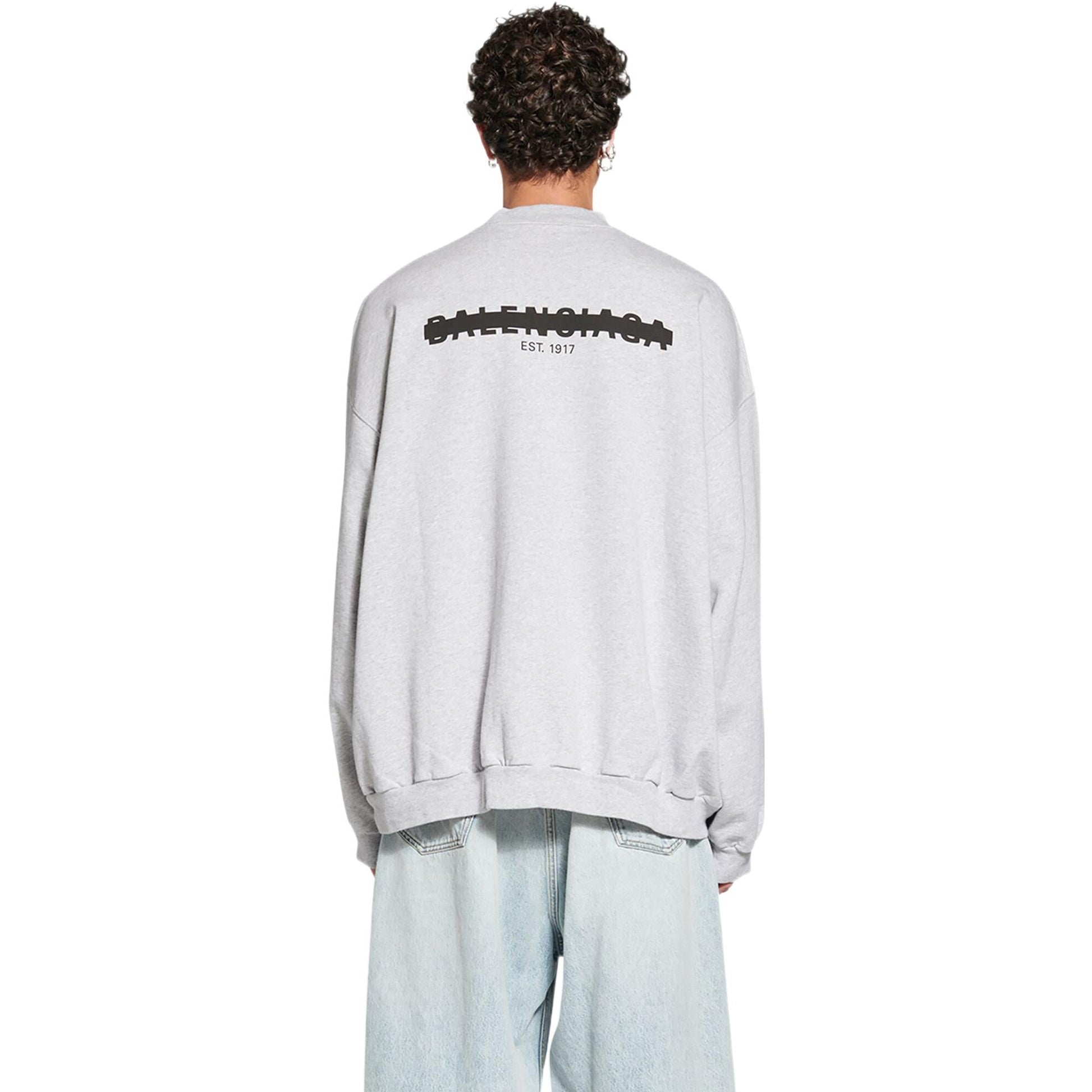 Balenciaga Strike 1917 Crewneck Sweater Oversized 'Light Grey' 699212TMVH21023
