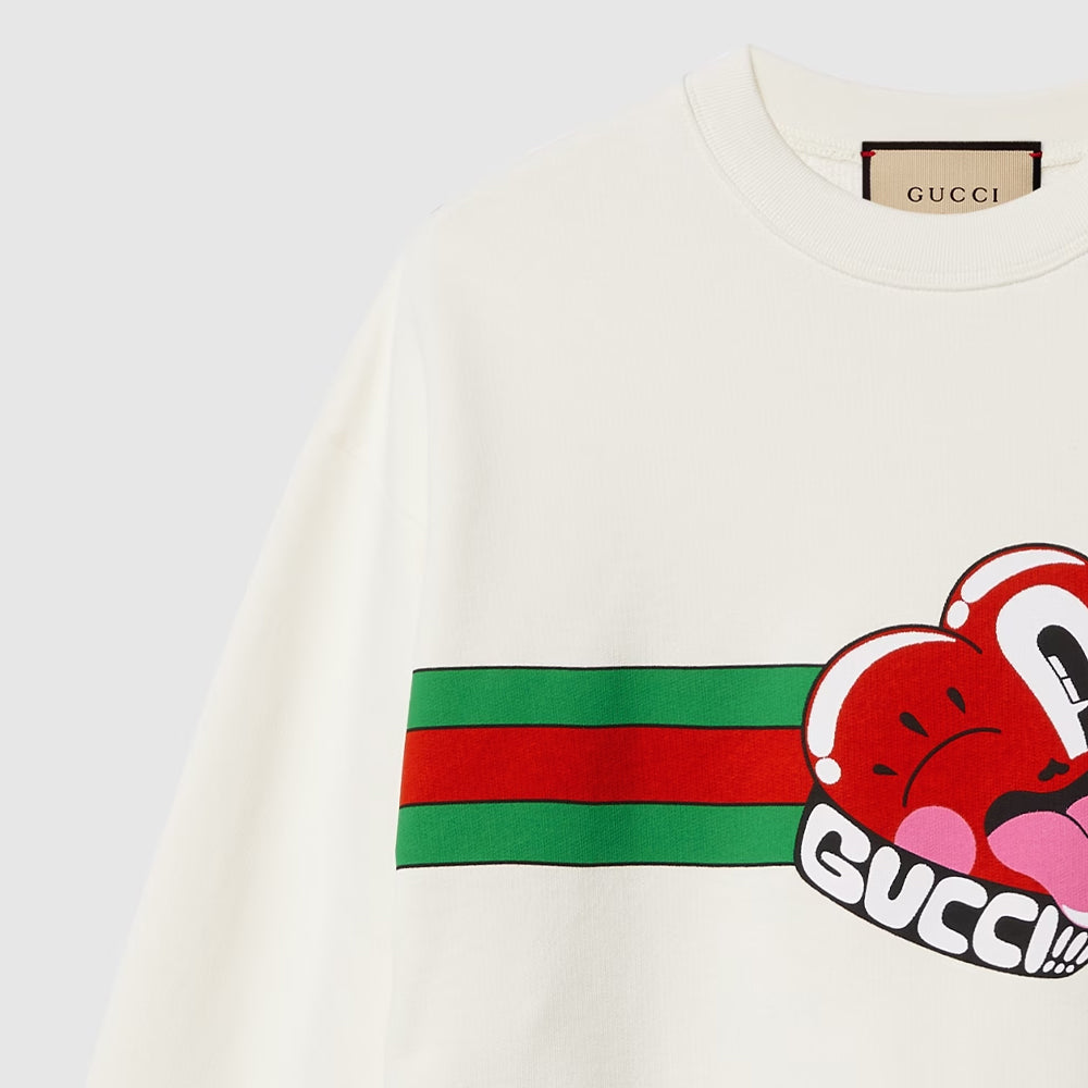 Gucci Cotton Jersey Sweatshirt With Gucci Print 'Off White' 768530-XJGI6-9095