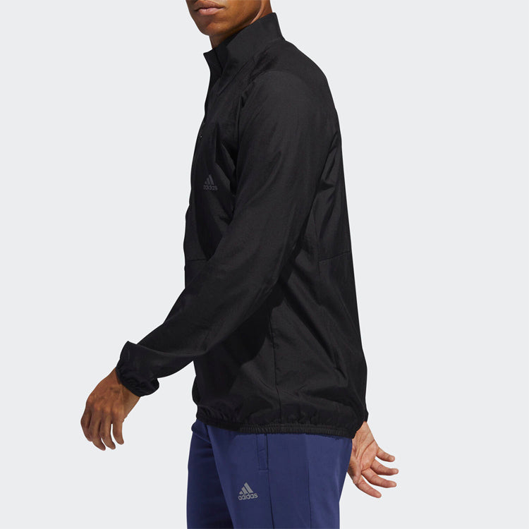 adidas Logo Print Casual Running Stand Collar Jacket Male Black FL6971