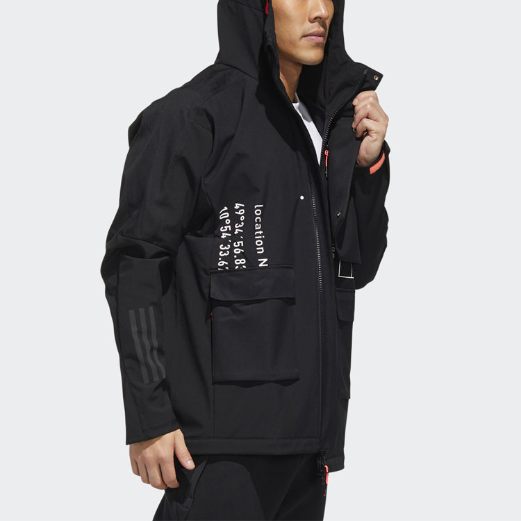 adidas M Tech Outr JKT Zipper Cardigan Casual Sports Hooded Jacket Black FU6569