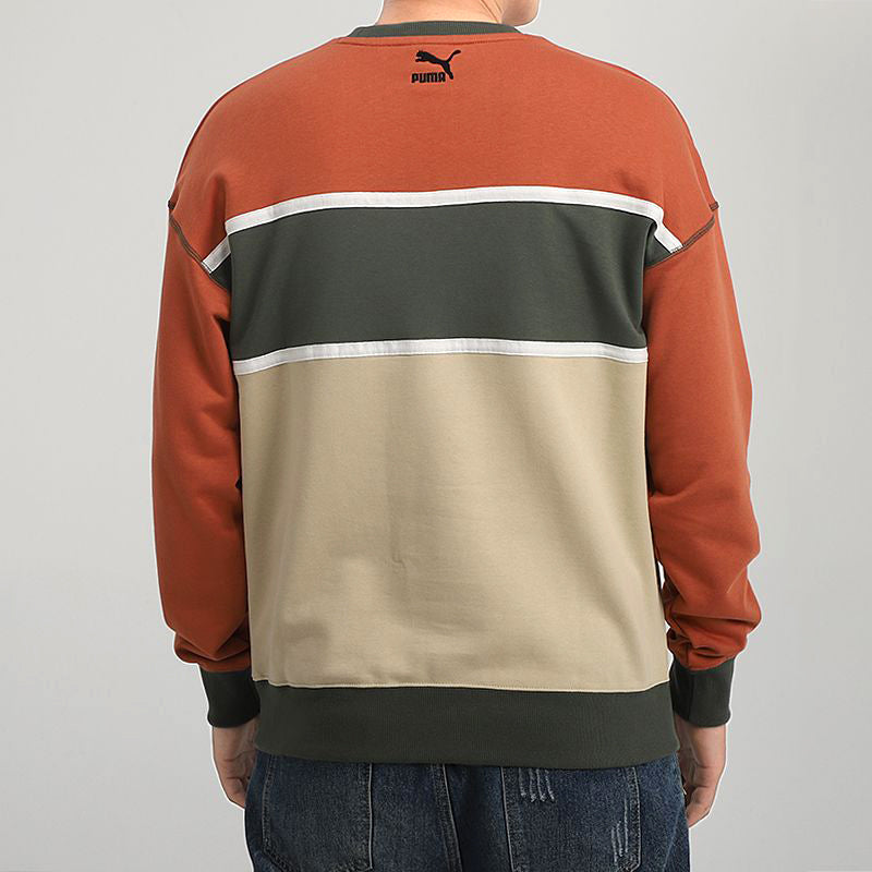 PUMA Casual Round Neck Colorblock Sports Gray Green Brown Colorblock 530710-12