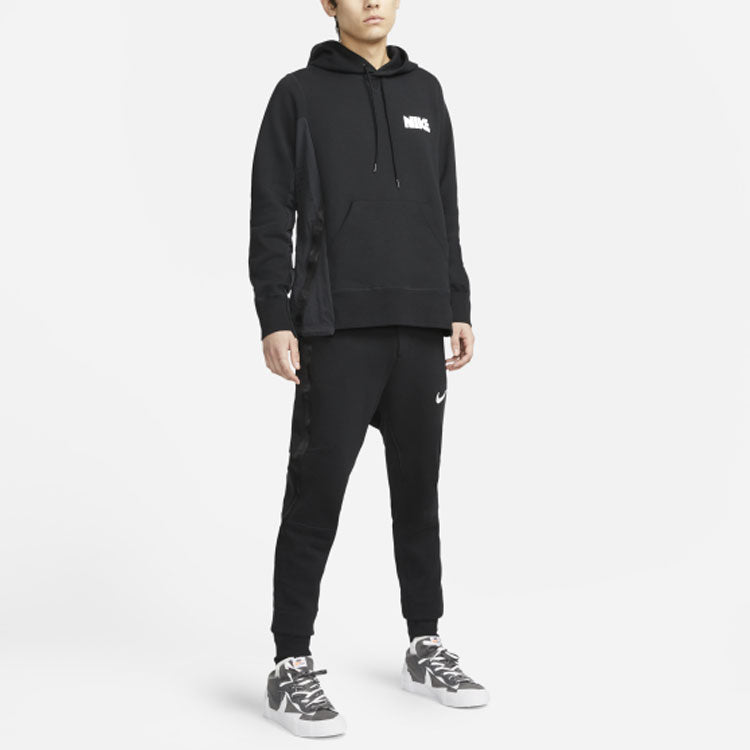 Nike x sacai Logo Printing Splicing Contrasting Hoodie 'Black' CV5727-010