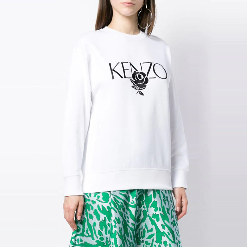 (WMNS) KENZO Printing Round-neck Swea White F952SW779952-01
