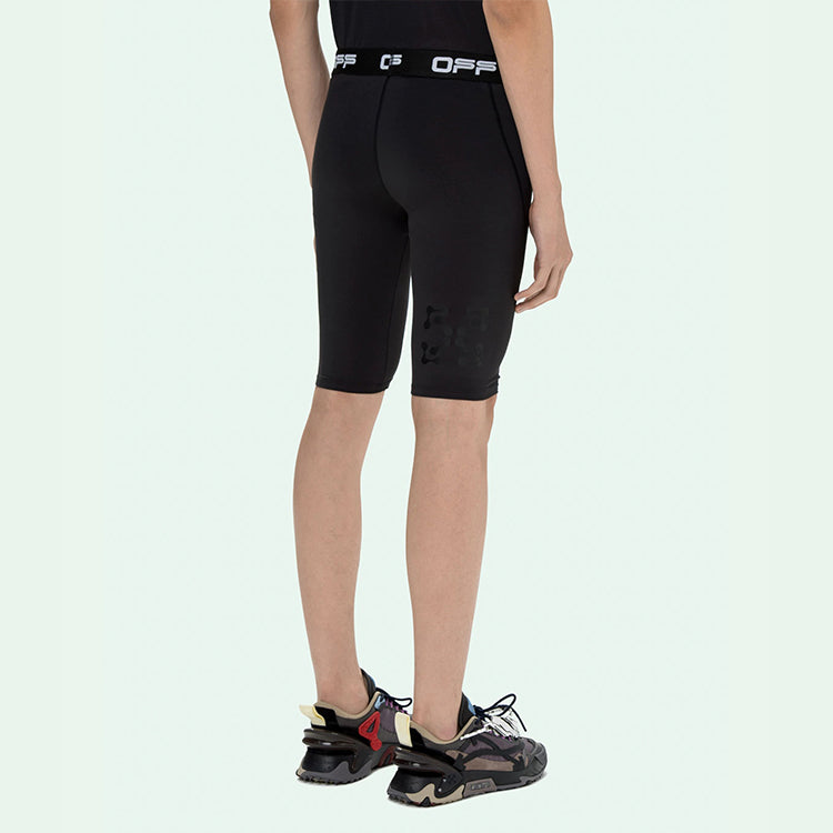 Off-White SS21 Logo Printing Soft Elastic Sports Shorts Slim Fit Version Black OMVH008V21FAB0011001