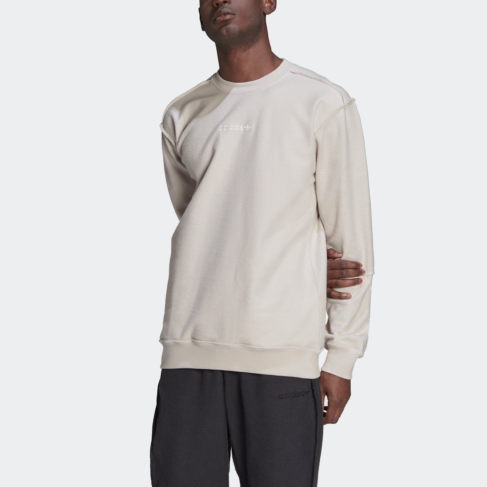 Men's adidas originals Round Neck Pullover Sports Gray Pearl Pink HP0438