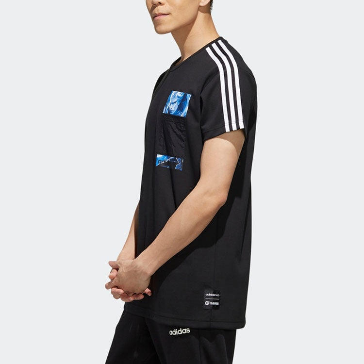 adidas neo x Crossover White Casual Sports Short Sleeve Black FR7982