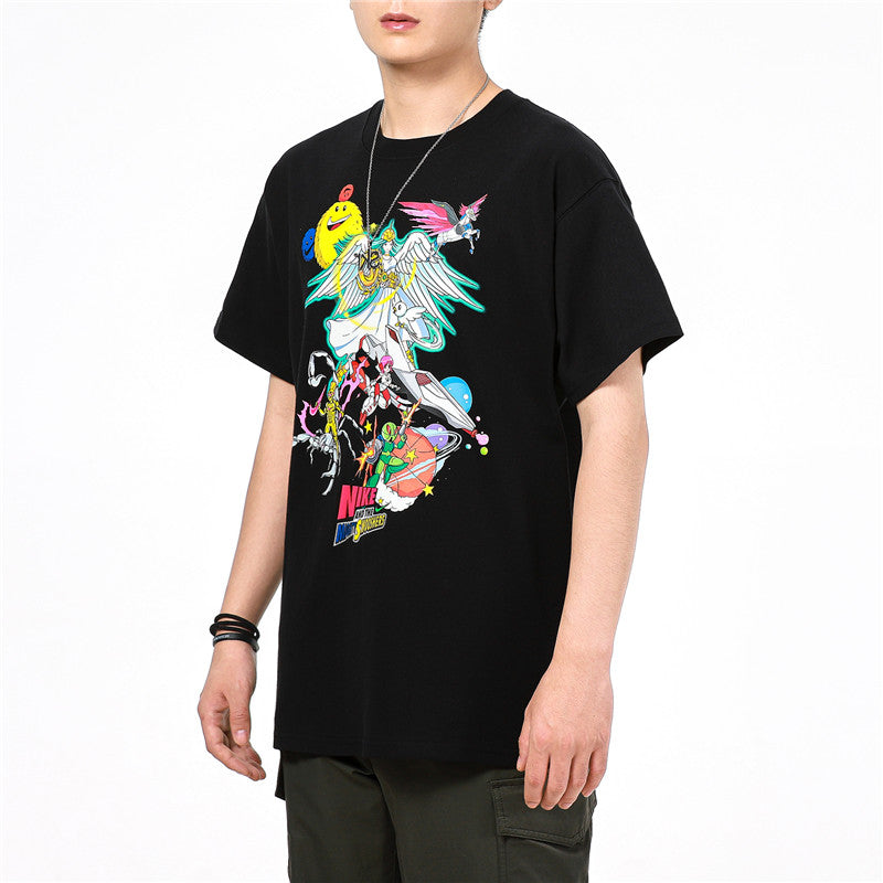 Men's Nike Sports Running Casual Printing Round Neck Short Sleeve Black T-Shirt DM7917-010