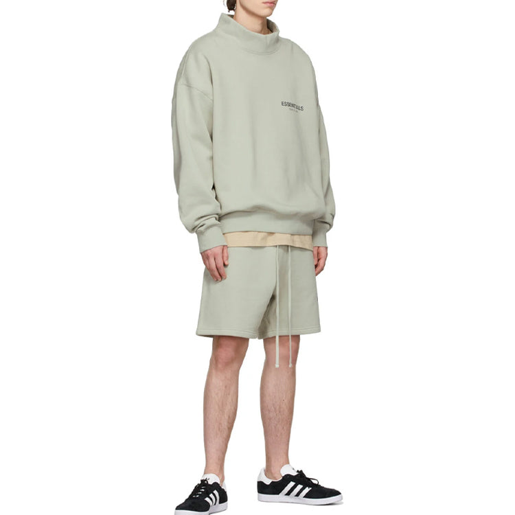 Fear of God Essentials FW21 Mock Neck Sweatshirt Green Concrete FOG-FW21-110