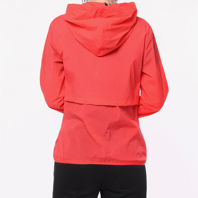 (WMNS) adidas Plaid Applique Windtight Hooded Jacket Coat Red EH3909