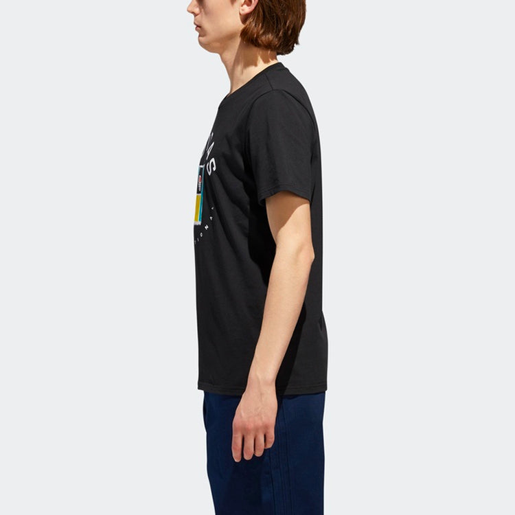 adidas originals Oncourt Tee Funny Printing Logo Sports Round Neck Short Sleeve Black DT8110