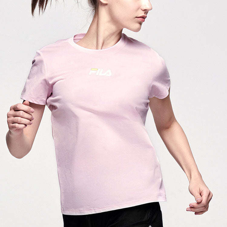 (WMNS) FILA Running Alphabet Logo Short Sleeve Pink A11W122104F-PK