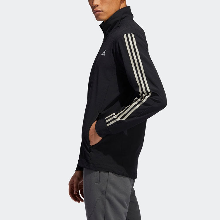 adidas Cool Touch Jkt Training Sports Stripe Stand Collar Logo Jacket Black GE3424