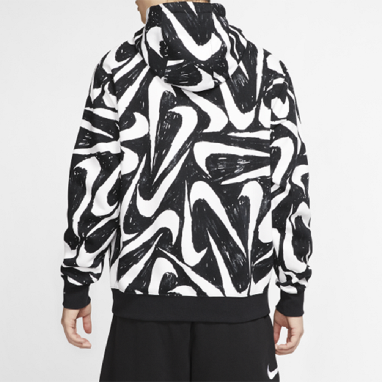 Nike Athleisure Casual Sports Printing Fleece Black CK2231-010