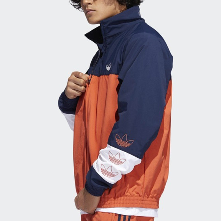 adidas originals Casual Cozy Stand Collar Jacket Blue Colorblock DV3117
