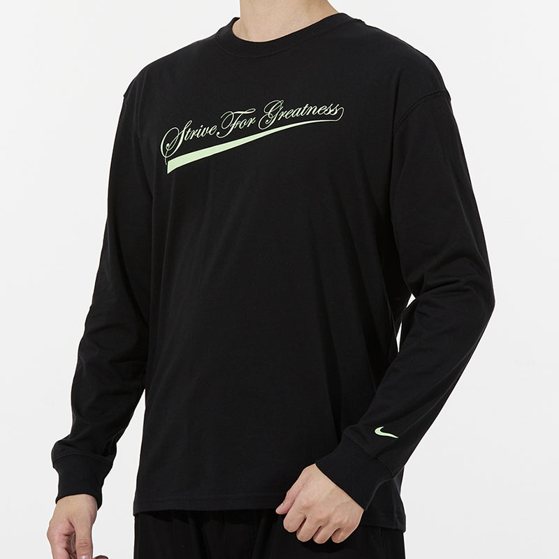 Men's Nike Lbj Nk Lion Ls Max90 Tee Alphabet Printing Sports Round Neck Long Sleeves Black T-Shirt DM2465-010