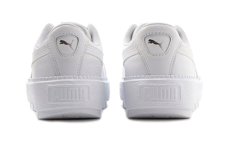 (WMNS) PUMA Basket Platform Trace Light Thick Sole Shoes White 373696-01