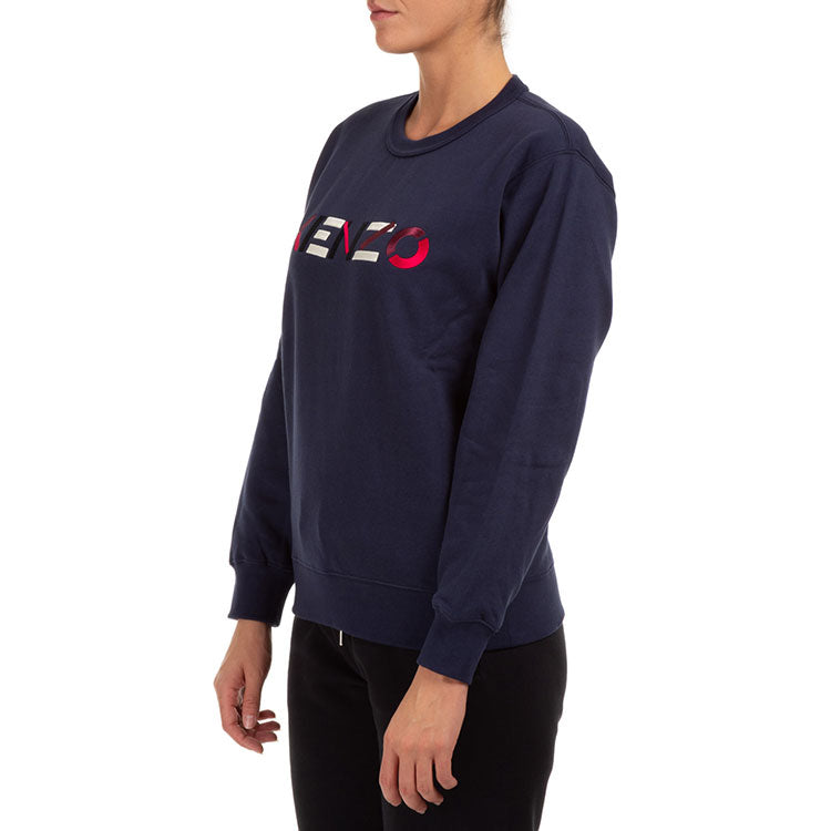 (WMNS) KENZO FW20 Logo Pattern Round Neck Long Sleeves Sports Navy Blue Hoodie FA62SW8204MO-76