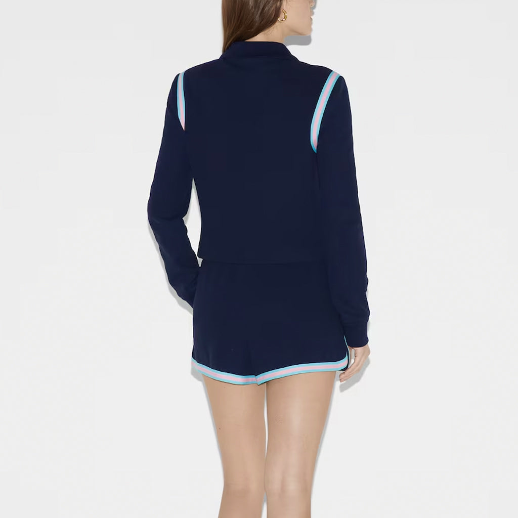 (WMNS) Gucci Cotton Piquet Zip Cardigan With Patch 'Dark Blue' 781828-XJGIT-4298