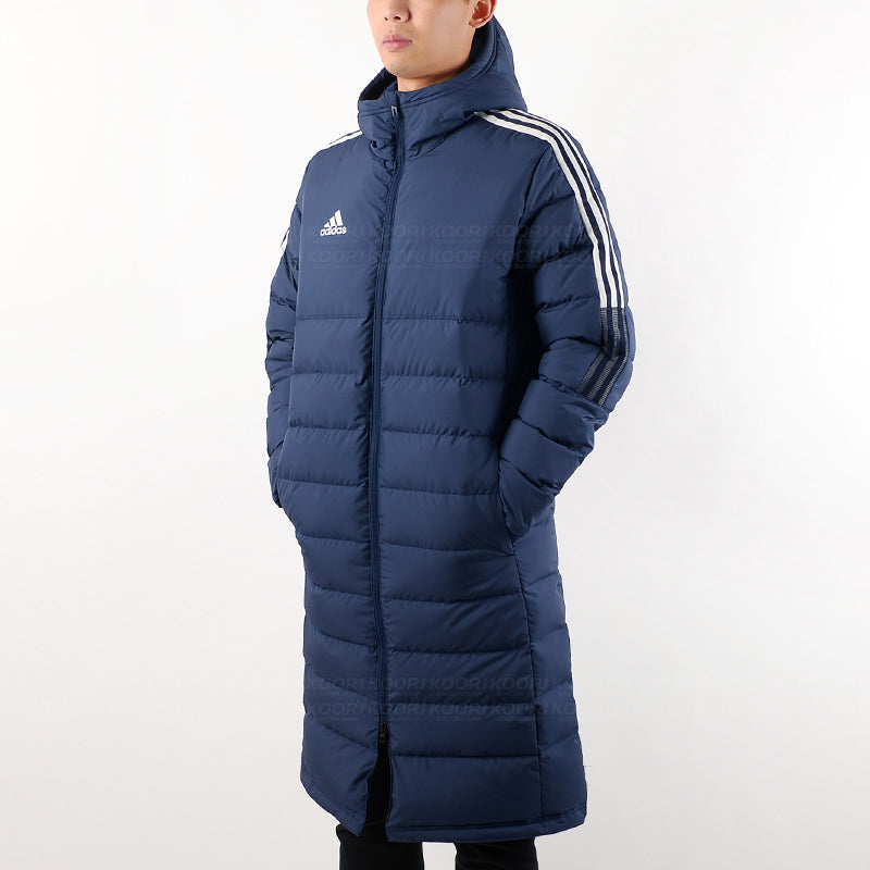 adidas Logo hooded down Jacket Navy Blue GM5246