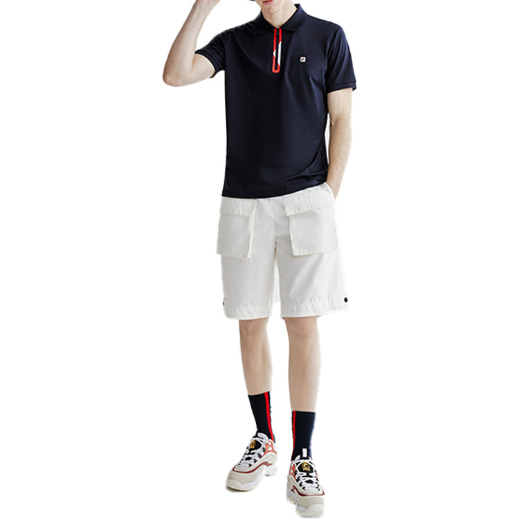 FILA Logo Printing Breathable Short Sleeve Polo Shirt Blue F11M021116F-NV
