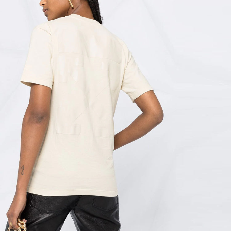 (WMNS) Off-White SS21 Loose Round Neck Short Sleeve Slim Fit White T-Shirt OWAA049R21JER0106161