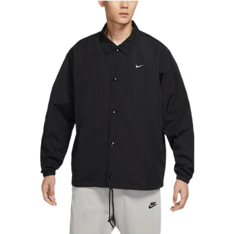 Men's Nike Solid Color Buckle Lapel Jacket Autumn Black DQ5006-010