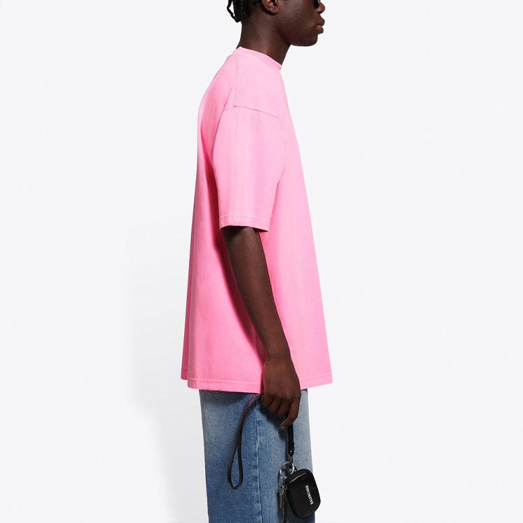 Men's Balenciaga Logo Printing Short Sleeve Pink 641675TJVF75713