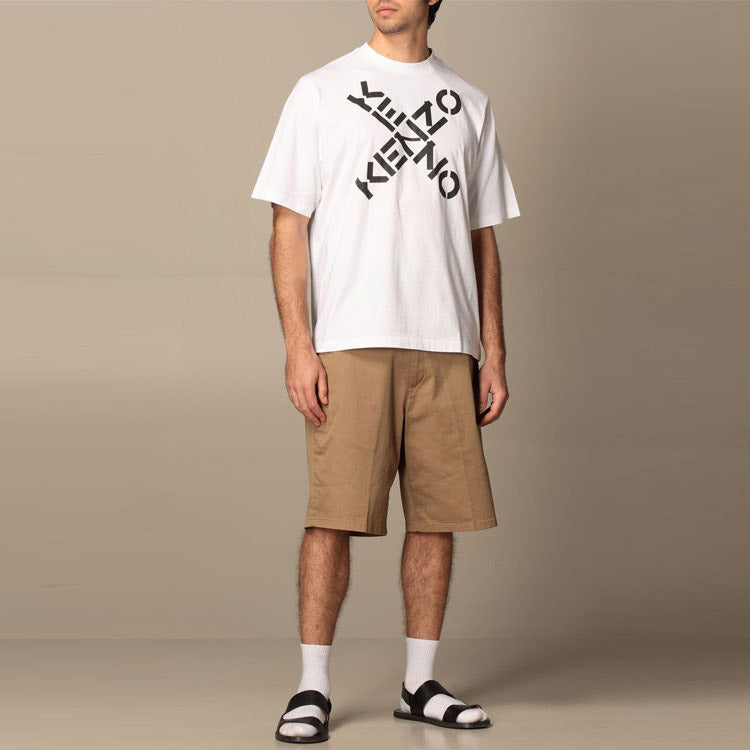 Men's KENZO SS21 Logo Alphabet Printing Short Sleeve White FA65TS5024SJ-01