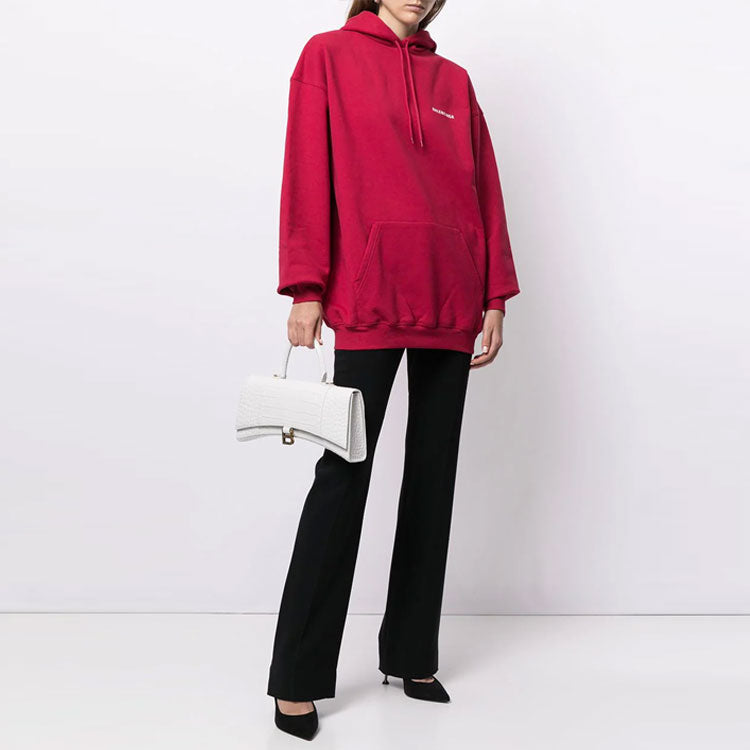 (WMNS) Balenciaga SS21 Logo Medium Fit Hoodie 'Red' 578135TIV846295