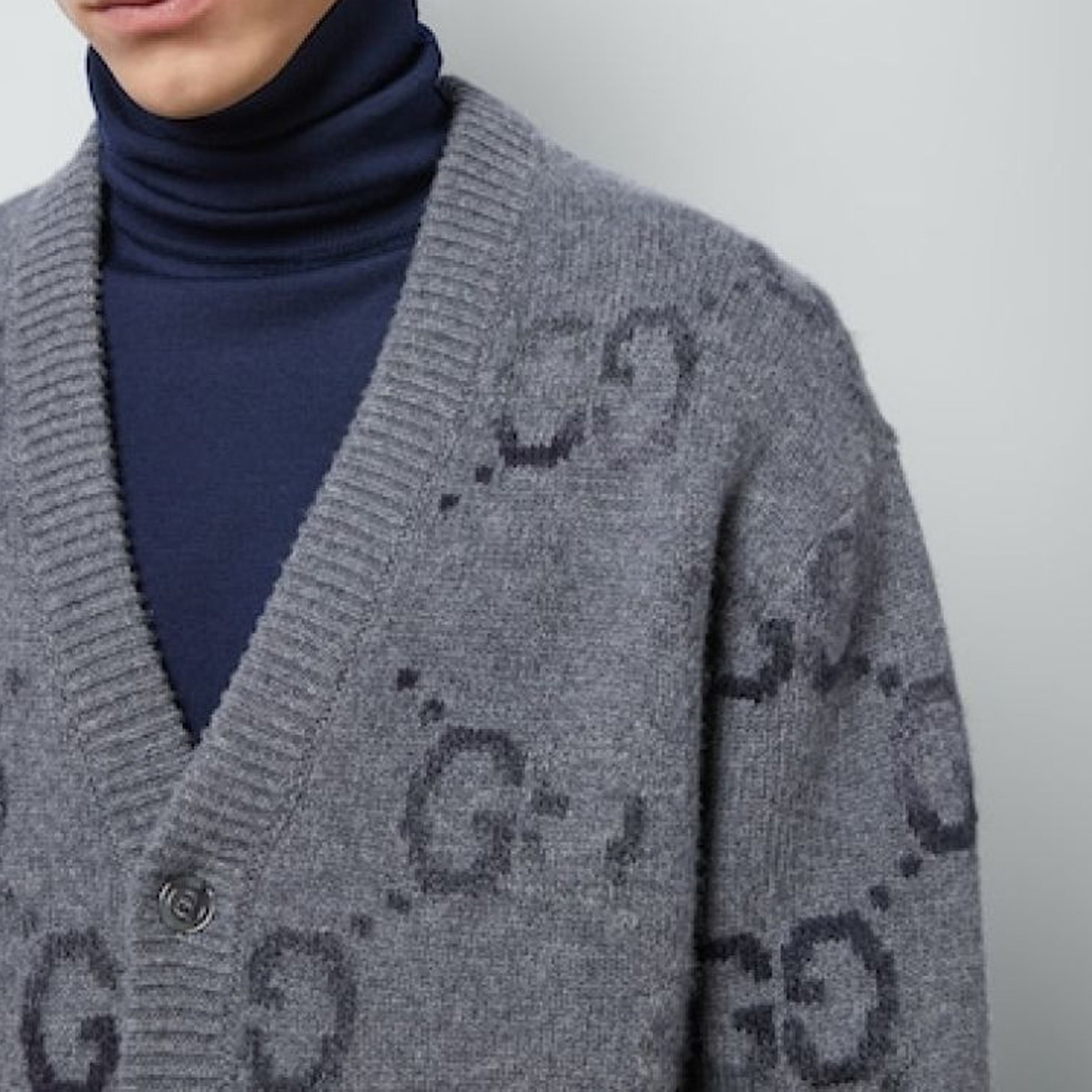 Gucci Wool Cardigan With GG Intarsia 'Grey' 770507-XKDSJ-1128